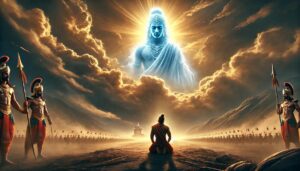 Arjuna in Calm Presence of Krishna